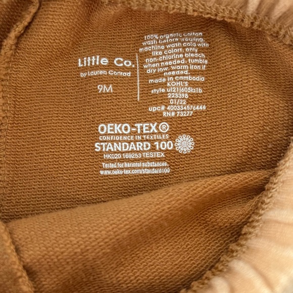 LITTLE CO Besties Matching Tee & Shorts set, Cream & Camel, 9m - Picture 7 of 9